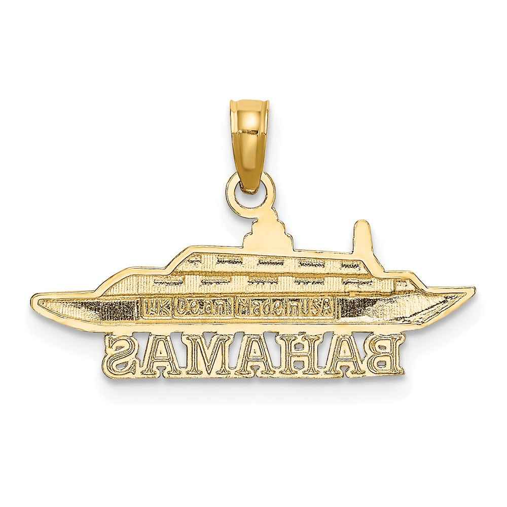 Million Charms 14K Yellow Gold Themed 2-D Bahamas Cruise Ship Charm