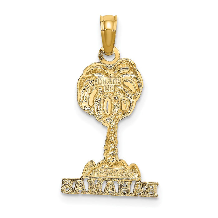 Million Charms 14K Yellow Gold Themed 2-D Bahamas Under Palm Tree Charm