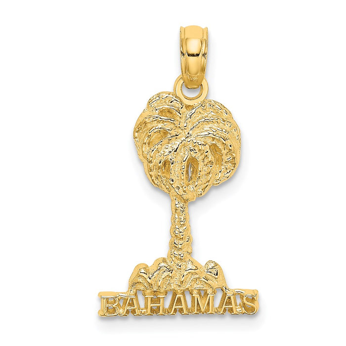 Million Charms 14K Yellow Gold Themed 2-D Bahamas Under Palm Tree Charm