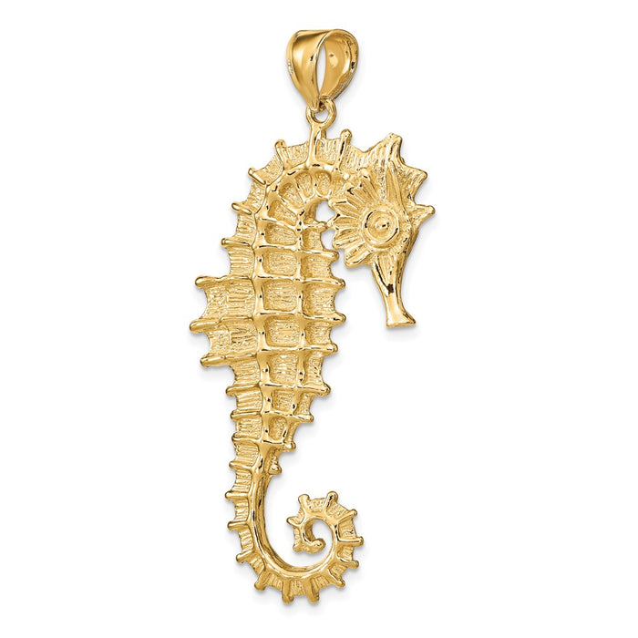 Million Charms 14K Yellow Gold Themed Textured 3-D Nautical Seahorse Charm