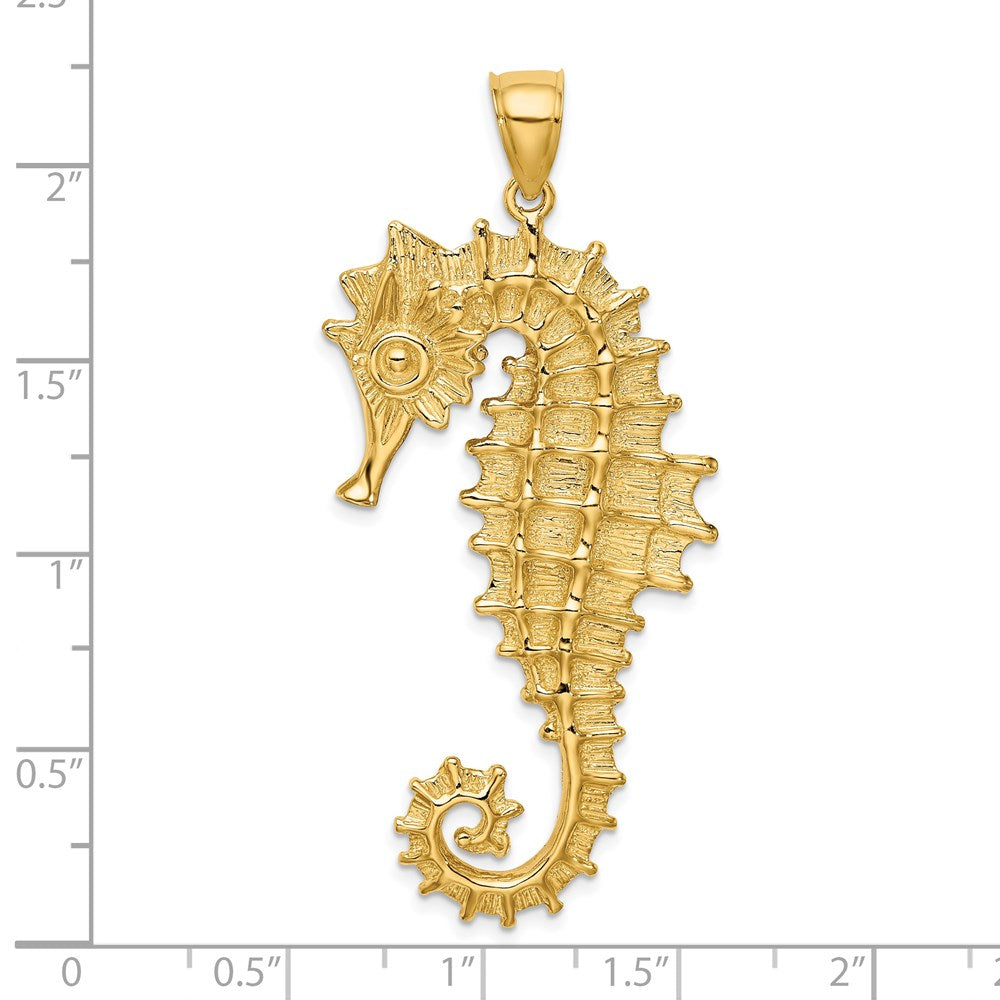 Million Charms 14K Yellow Gold Themed Textured 3-D Nautical Seahorse Charm