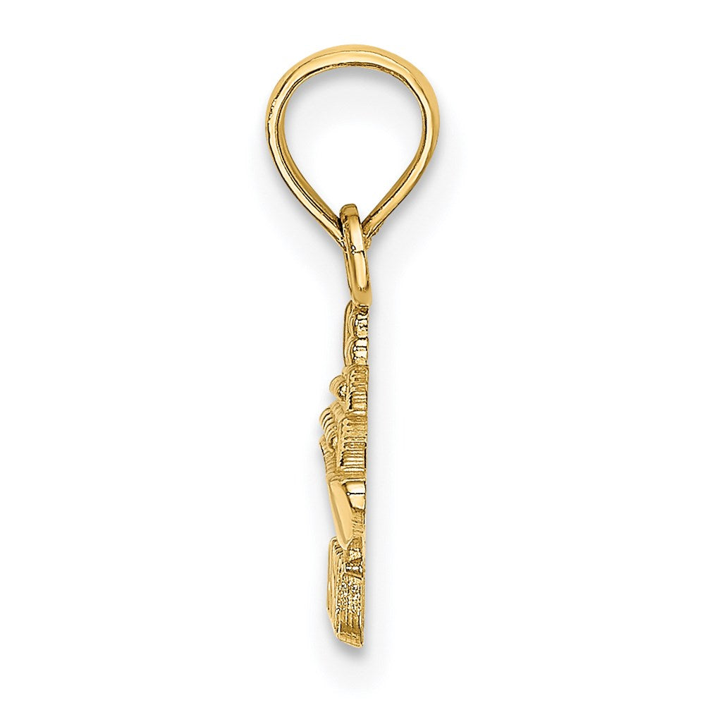 Million Charms 14K Yellow Gold Themed 2-D Nassau Under Cruise Ship Charm
