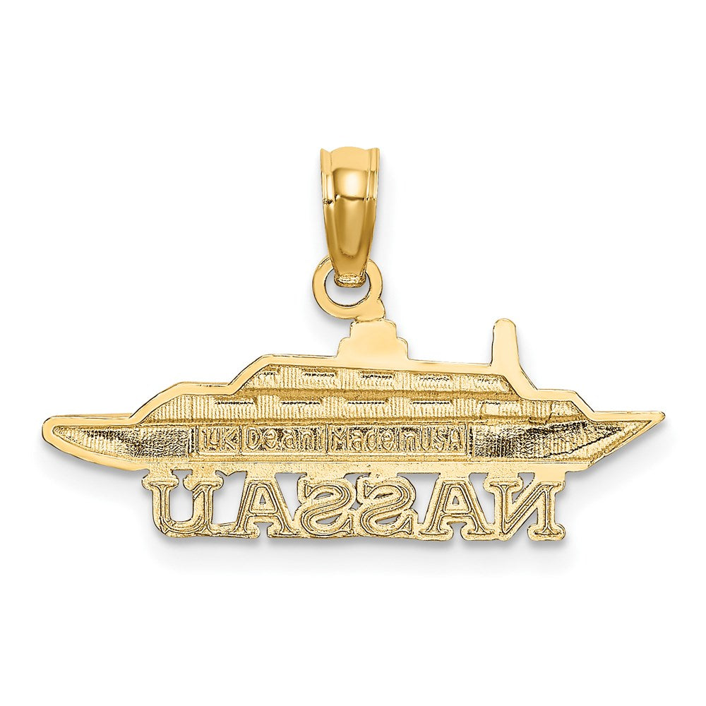 Million Charms 14K Yellow Gold Themed 2-D Nassau Under Cruise Ship Charm
