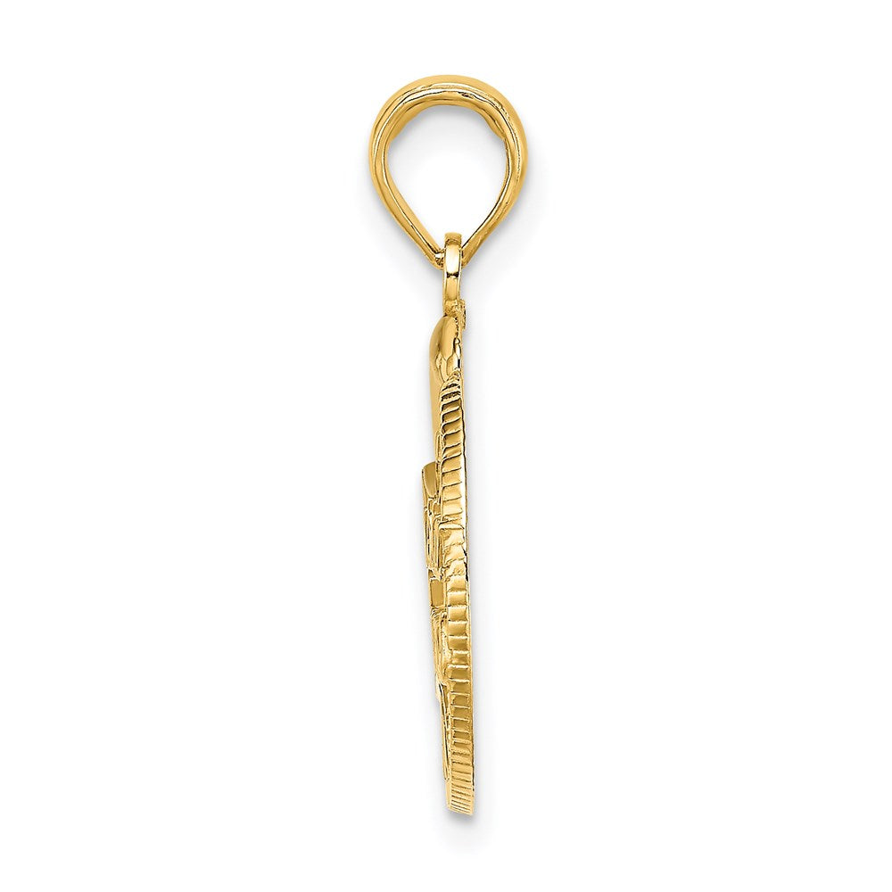 Million Charms 14K Yellow Gold Themed Nassau Bahamas Disk Dolphin Charm