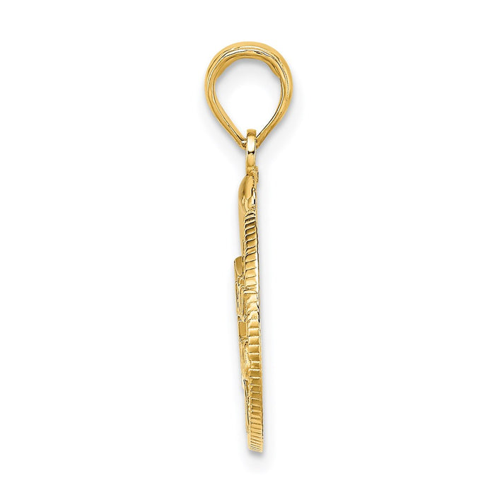 Million Charms 14K Yellow Gold Themed Nassau Bahamas Disk Dolphin Charm