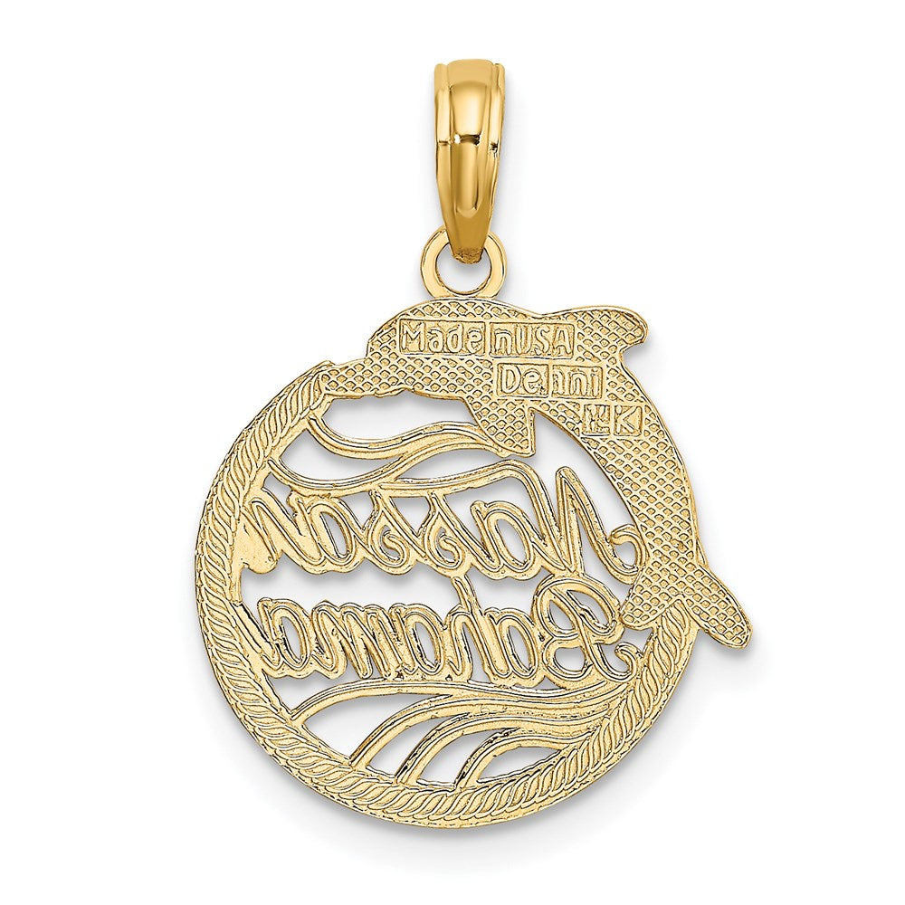 Million Charms 14K Yellow Gold Themed Nassau Bahamas Disk Dolphin Charm