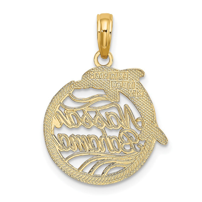 Million Charms 14K Yellow Gold Themed Nassau Bahamas Disk Dolphin Charm