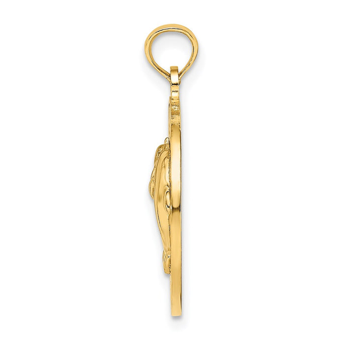 Million Charms 14K Yellow Gold Themed Bahamas Frame Dolphin Charm