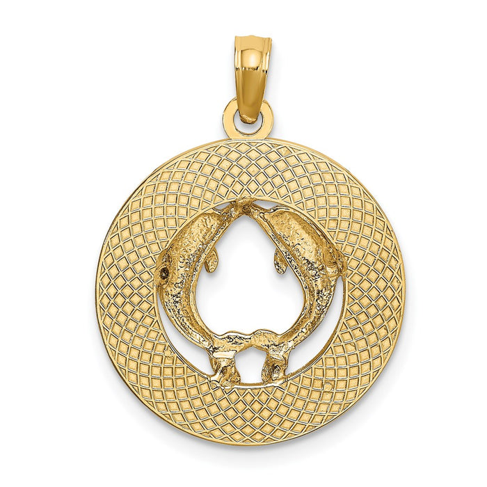 Million Charms 14K Yellow Gold Themed Bahamas Frame Dolphin Charm