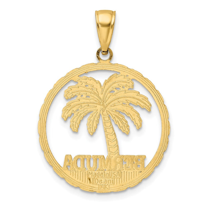 Million Charms 14K Yellow Gold Themed Bermuda Under Palm Tree In Round Frame Charm