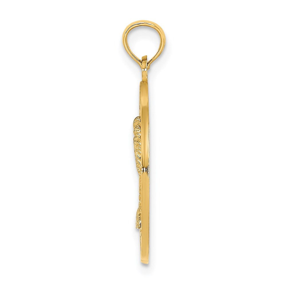 Million Charms 14K Yellow Gold Themed Key West On Round Frame With Palm Tree Charm