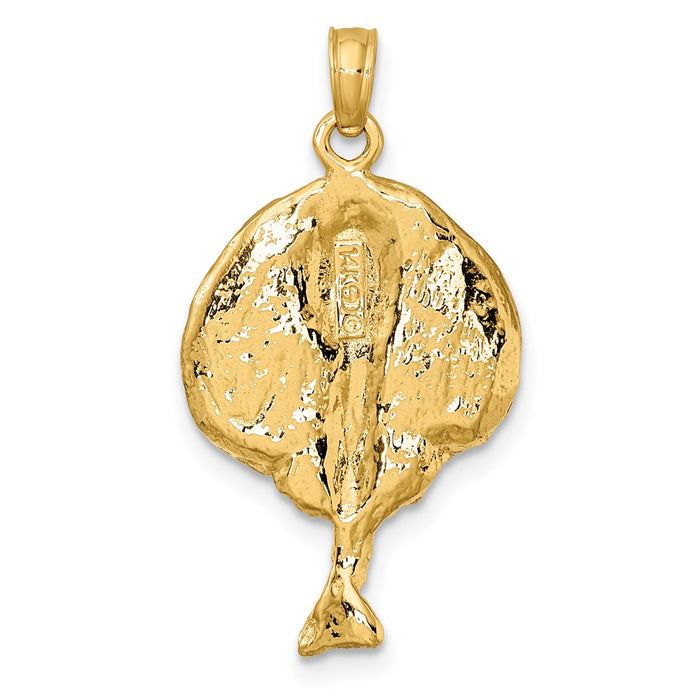 Million Charms 14K Yellow Gold Themed 2-D Round Stingray Charm