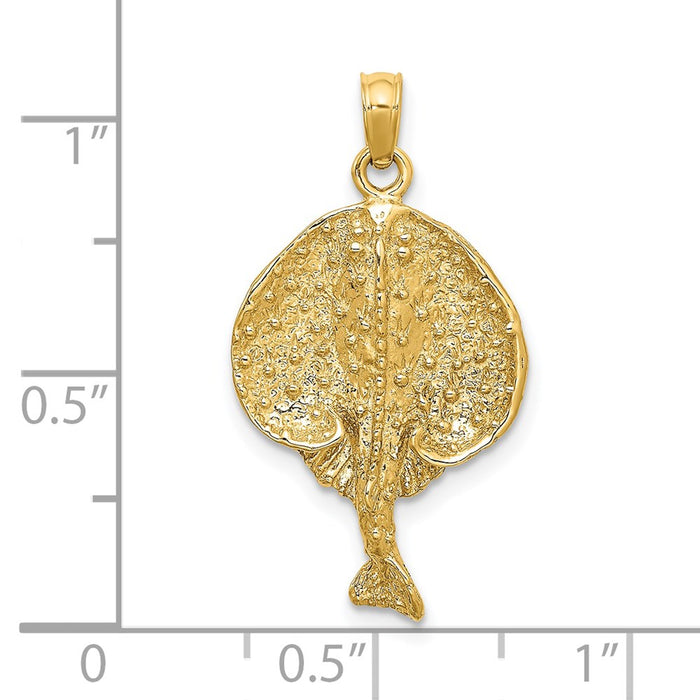 Million Charms 14K Yellow Gold Themed 2-D Round Stingray Charm