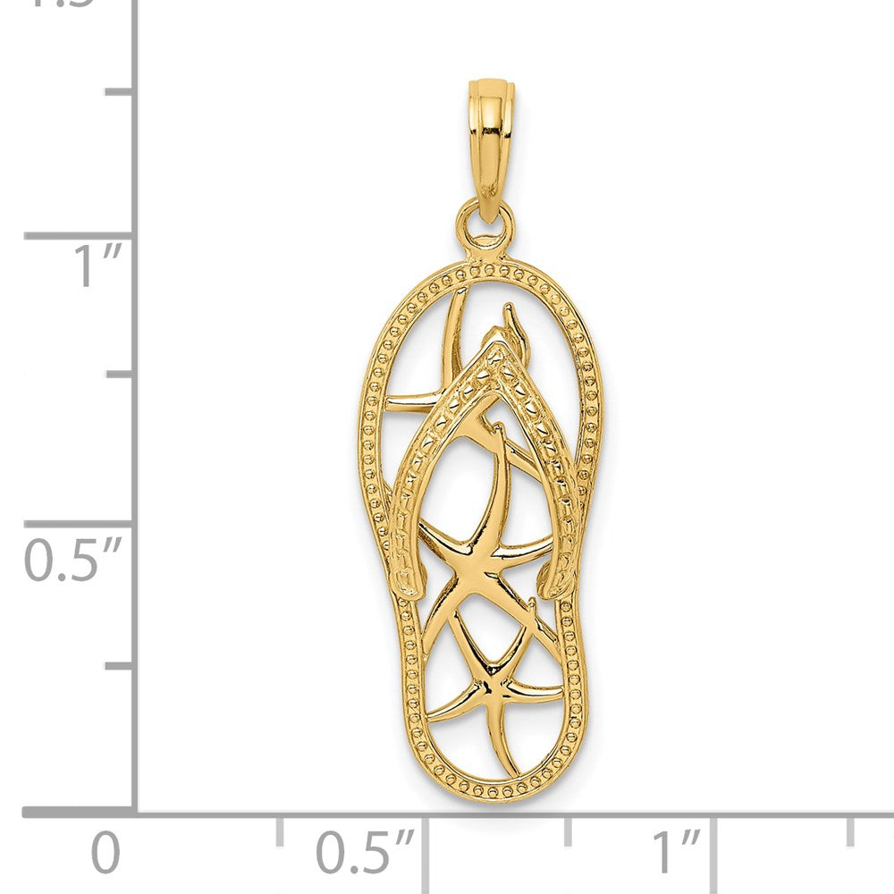 Million Charms 14K Yellow Gold Themed Multi Nautical Starfish Flip-Flop Charm