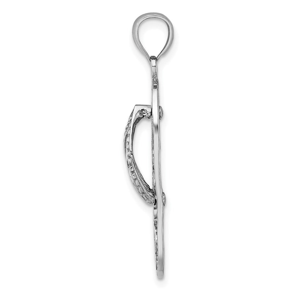 Million Charms 14K White Gold Themed Triple Turtle Flip-Flop Charm