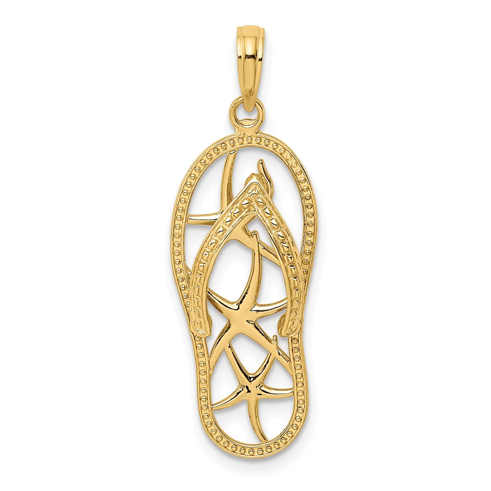 Million Charms 14K Yellow Gold Themed Multi Nautical Starfish Flip-Flop Charm