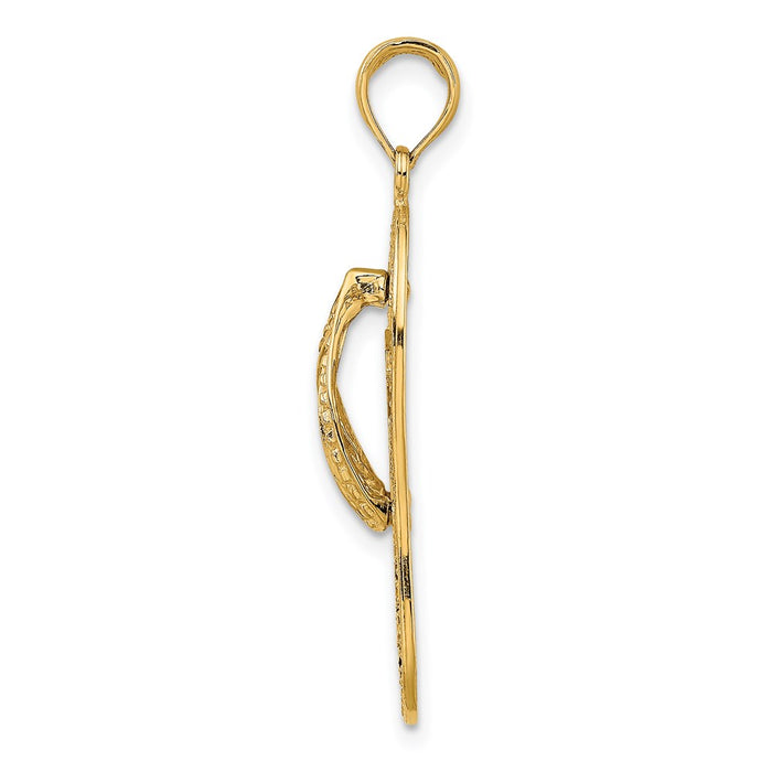 Million Charms 14K Yellow Gold Themed Palm Tree Flip & Flop Charm
