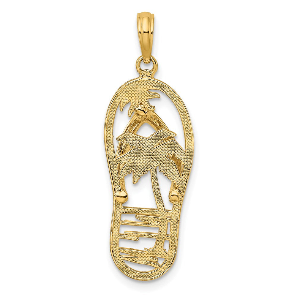 Million Charms 14K Yellow Gold Themed Palm Tree Flip & Flop Charm