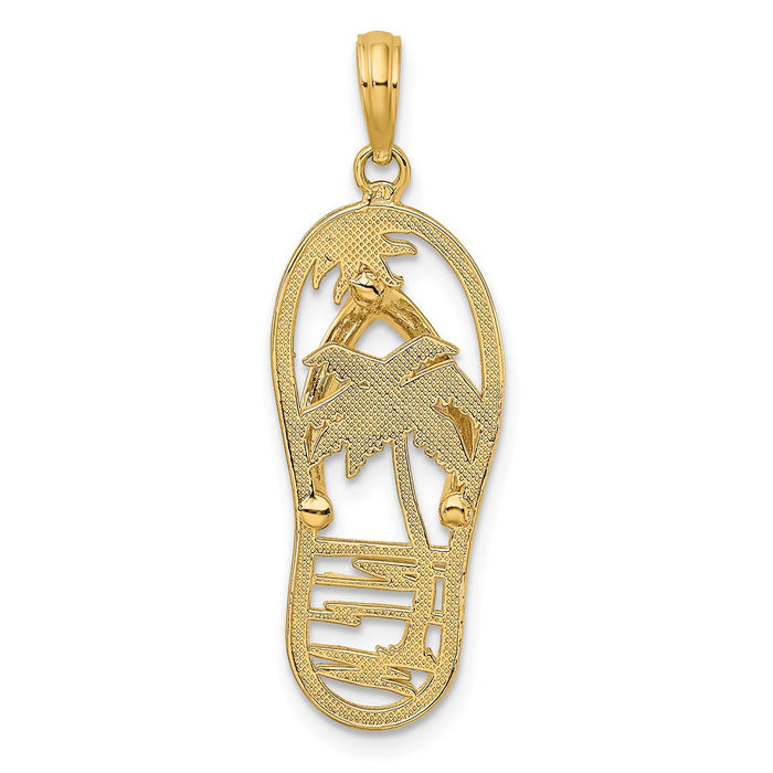 Million Charms 14K Yellow Gold Themed Palm Tree Flip & Flop Charm