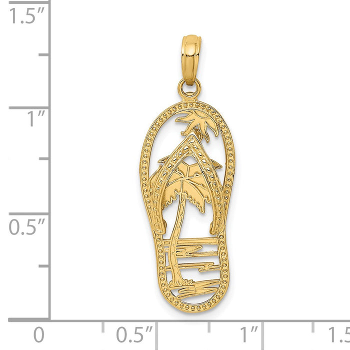 Million Charms 14K Yellow Gold Themed Palm Tree Flip & Flop Charm