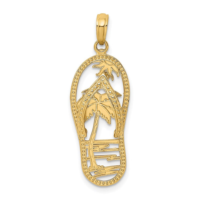 Million Charms 14K Yellow Gold Themed Palm Tree Flip & Flop Charm
