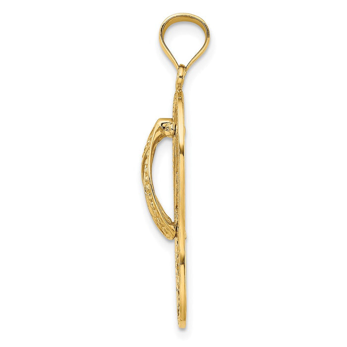 Million Charms 14K Yellow Gold Themed Polished Dolphin Flip-Flop Charm