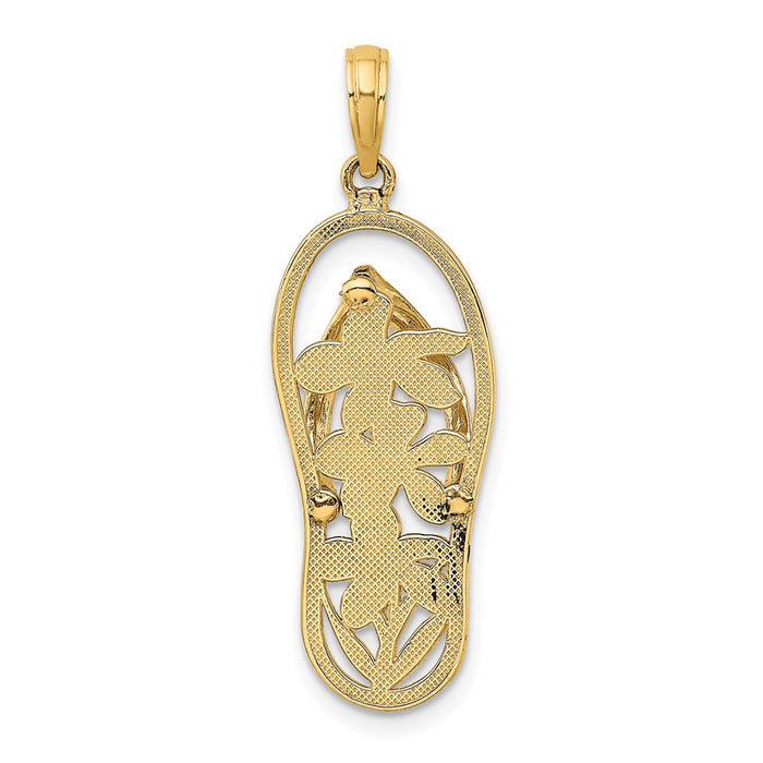 Million Charms 14K Yellow Gold Themed Polished Multi Flower Flip-Flop Charm