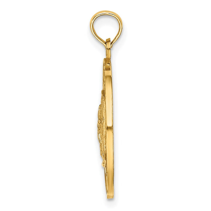 Million Charms 14K Yellow Gold Themed Turks & Caicos Round Frame With Sand Dollar Charm