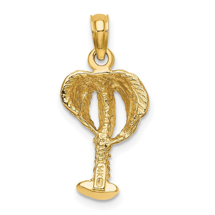 Million Charms 14K Yellow Gold Themed 2-D Textured Palm Tree Charm