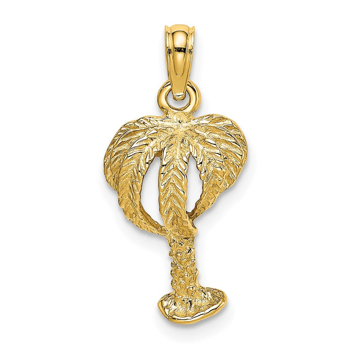 Million Charms 14K Yellow Gold Themed 2-D Textured Palm Tree Charm