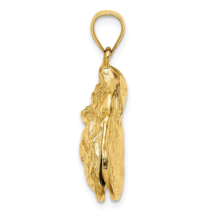 Million Charms 14K Yellow Gold Themed 3-D Textured Oyster Shell Charm
