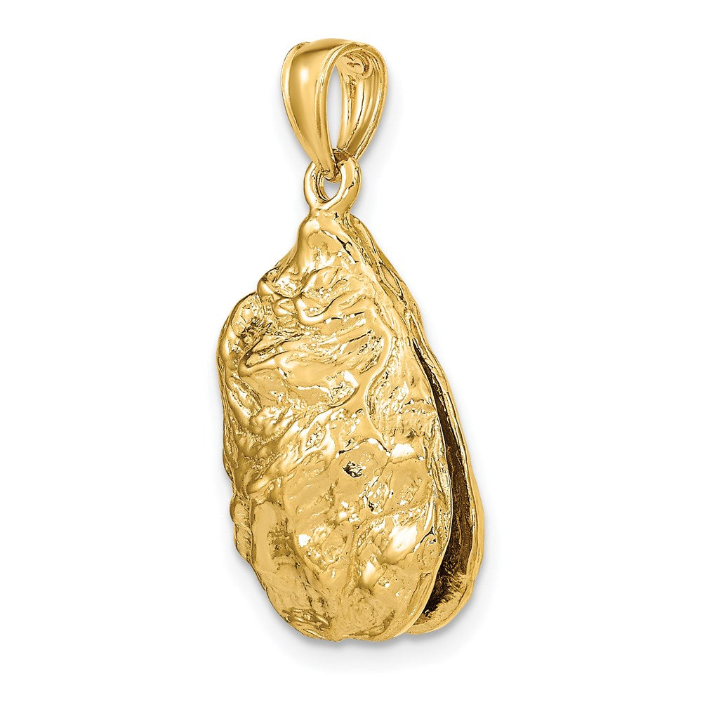Million Charms 14K Yellow Gold Themed 3-D Textured Oyster Shell Charm