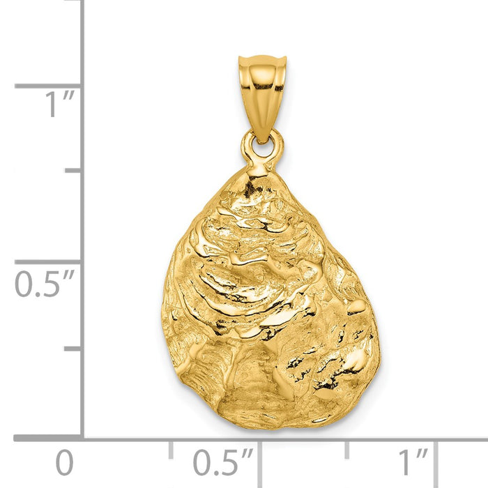Million Charms 14K Yellow Gold Themed 3-D Textured Oyster Shell Charm