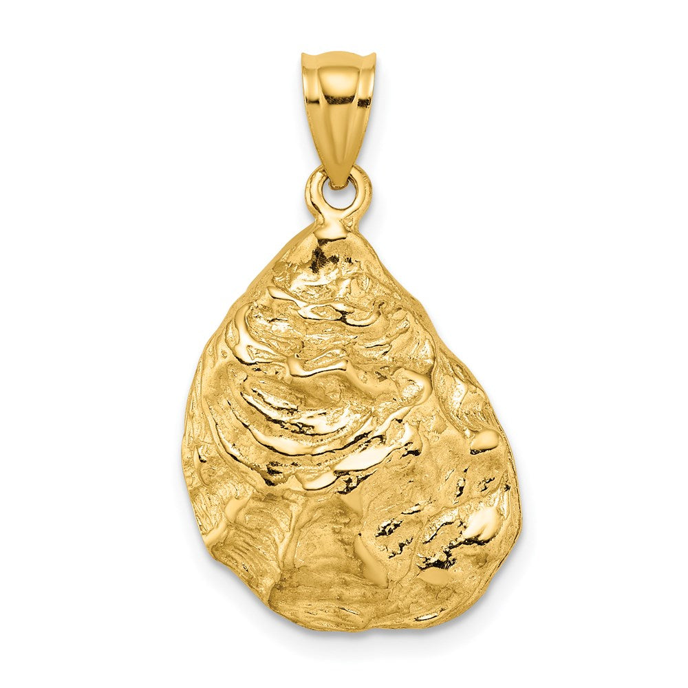 Million Charms 14K Yellow Gold Themed 3-D Textured Oyster Shell Charm