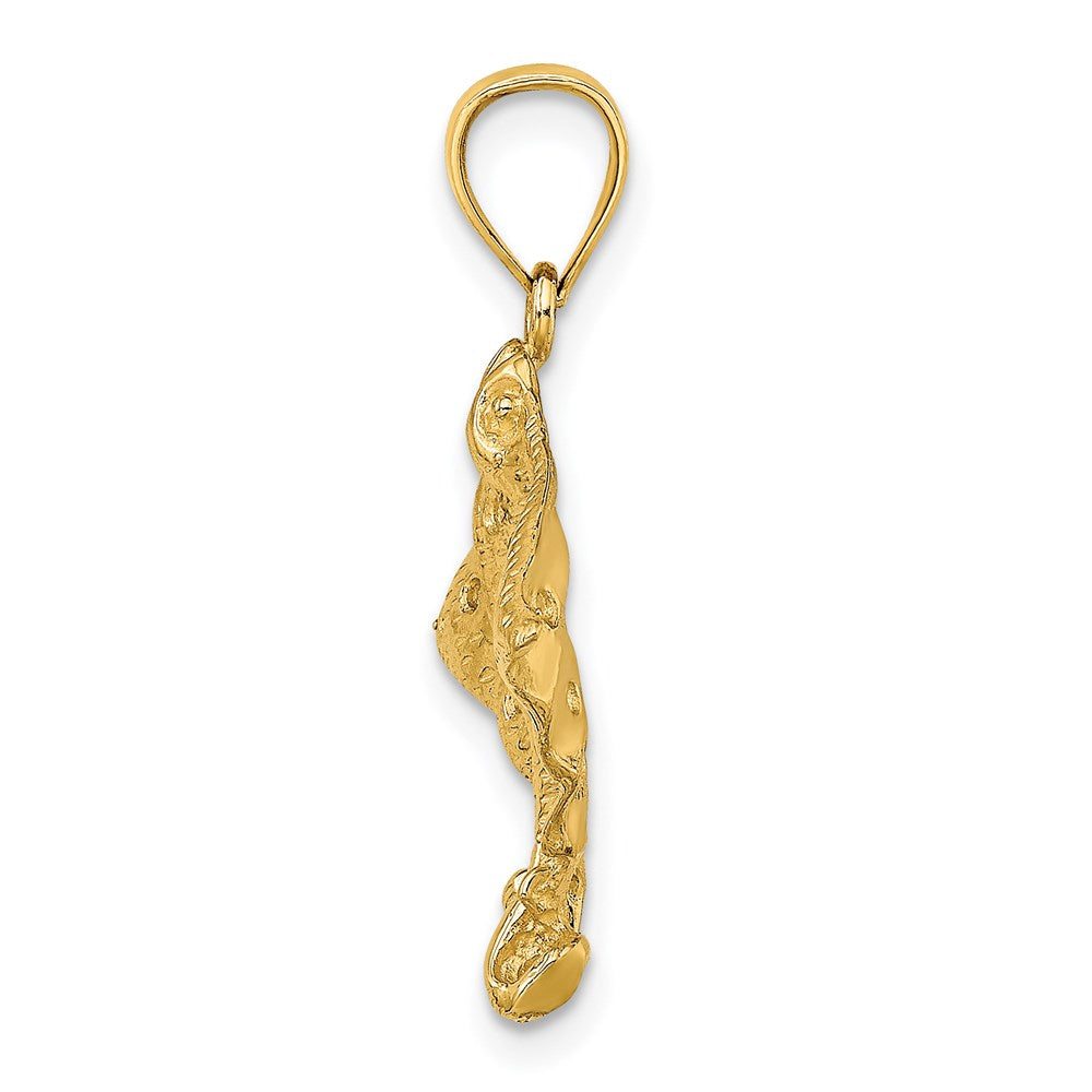 Million Charms 14K Yellow Gold Themed 2-D Spotted Eagle Ray With Holes Charm