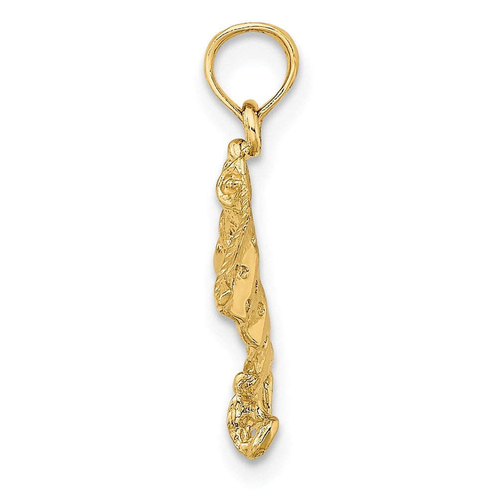 Million Charms 14K Yellow Gold Themed 2-D Spotted Eagle Ray With Holes Charm