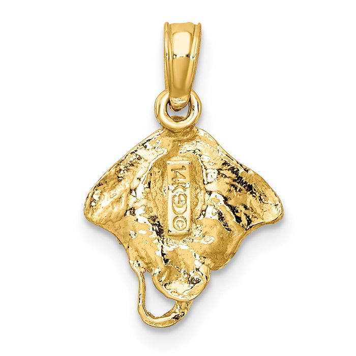 Million Charms 14K Yellow Gold Themed 2-D Stingray Charm