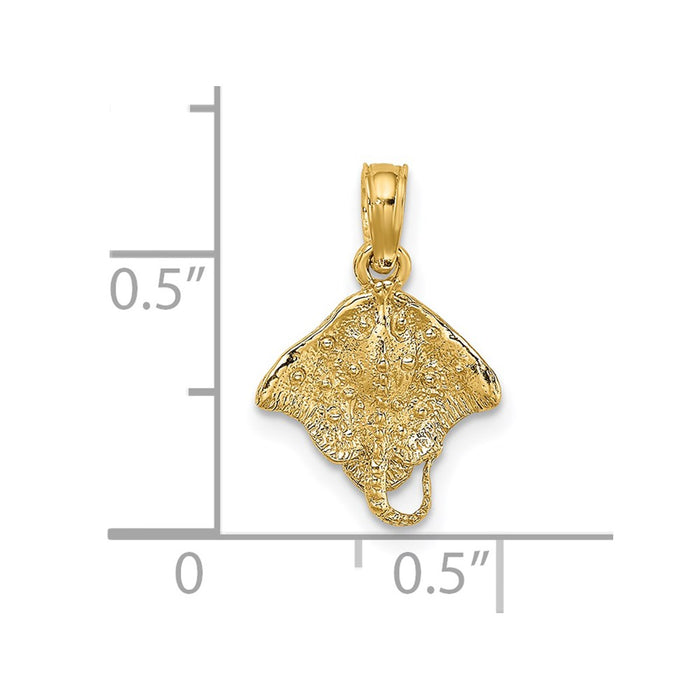 Million Charms 14K Yellow Gold Themed 2-D Stingray Charm