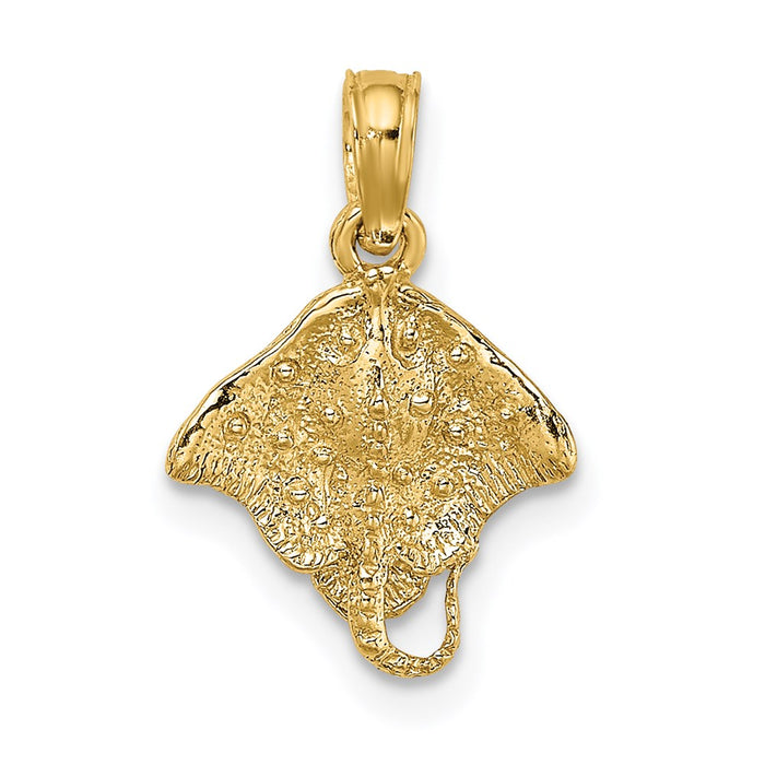 Million Charms 14K Yellow Gold Themed 2-D Stingray Charm