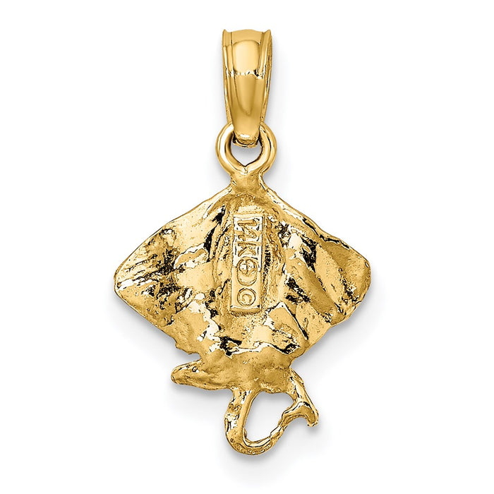 Million Charms 14K Yellow Gold Themed 2-D Stingray Charm