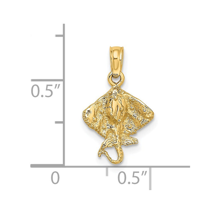 Million Charms 14K Yellow Gold Themed 2-D Stingray Charm