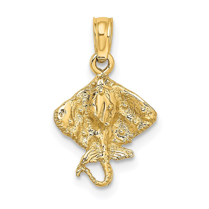 Million Charms 14K Yellow Gold Themed 2-D Stingray Charm