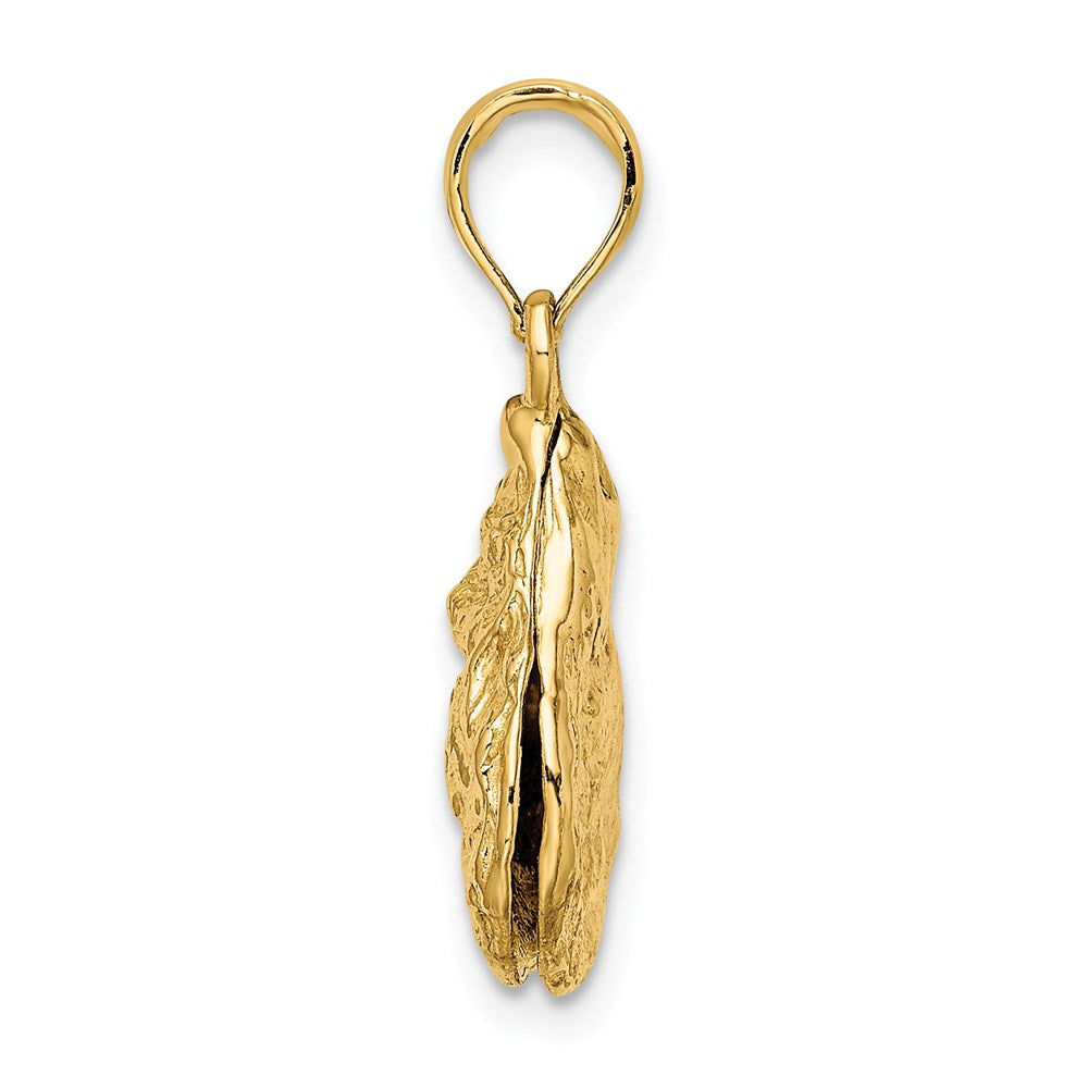 Million Charms 14K Yellow Gold Themed 3-D Textured Oyster Shell Charm