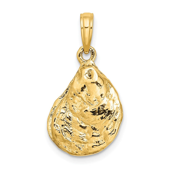 Million Charms 14K Yellow Gold Themed 3-D Textured Oyster Shell Charm