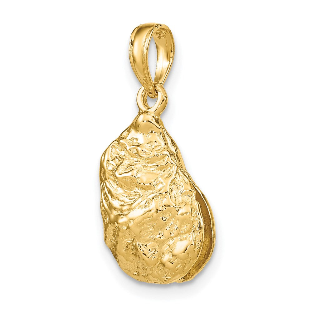Million Charms 14K Yellow Gold Themed 3-D Textured Oyster Shell Charm