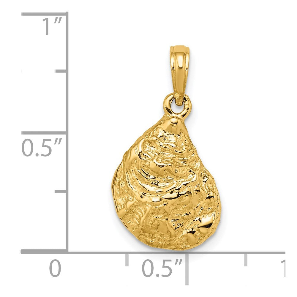 Million Charms 14K Yellow Gold Themed 3-D Textured Oyster Shell Charm