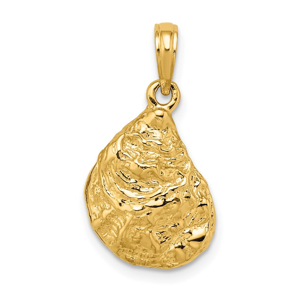 Million Charms 14K Yellow Gold Themed 3-D Textured Oyster Shell Charm