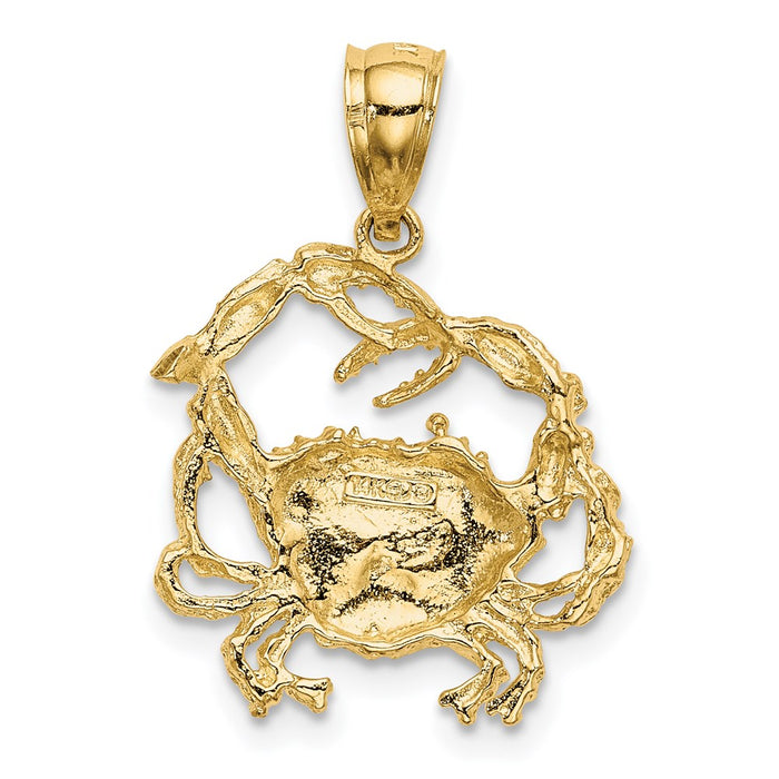 Million Charms 14K Yellow Gold Themed 2-D Textured Crab Charm