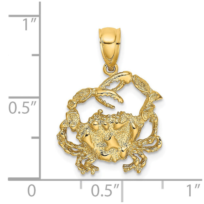 Million Charms 14K Yellow Gold Themed 2-D Textured Crab Charm