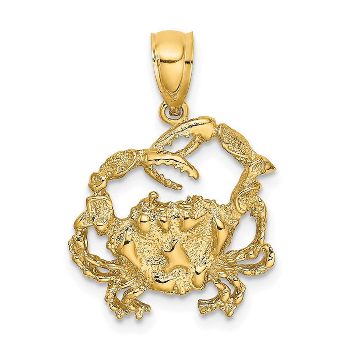 Million Charms 14K Yellow Gold Themed 2-D Textured Crab Charm